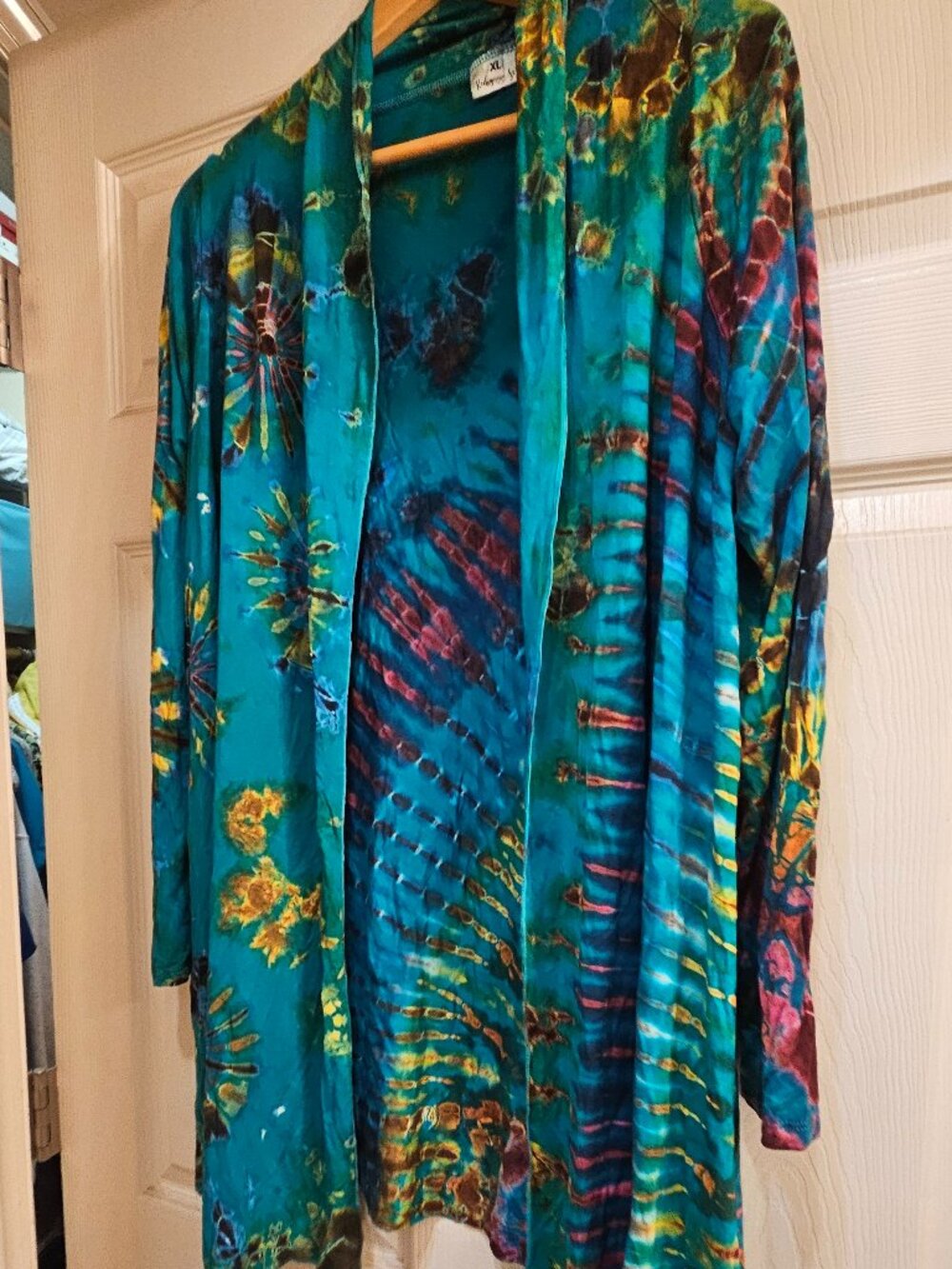 Ruby & Sera - Turquoise Tie Dyed Open Front Tunic - XL